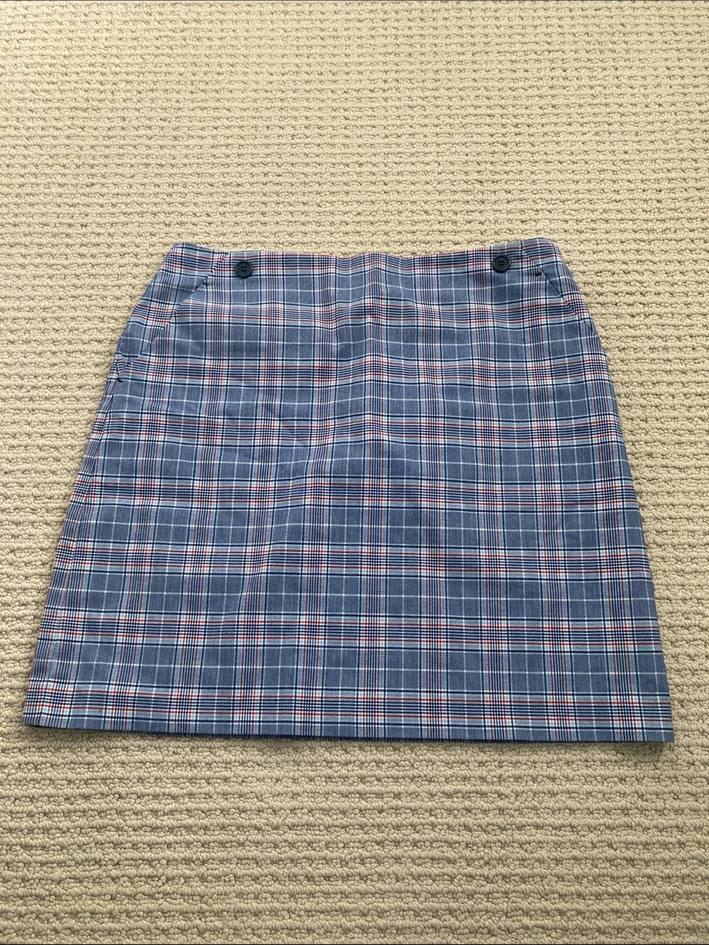 Riley & Rae Blue Plaid Mini Skirt with Pink Accents